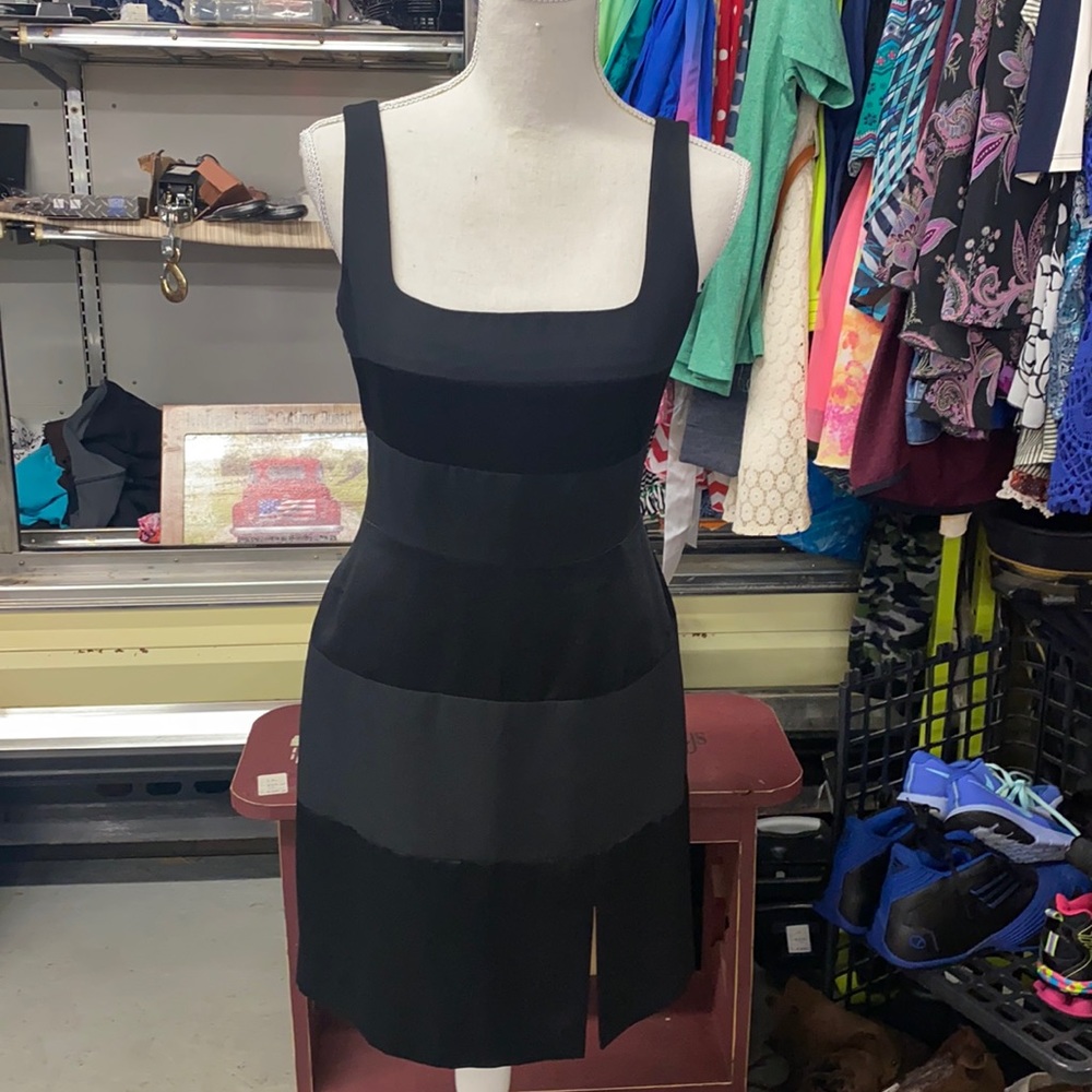 Papēll Boutique Black Striped Medium Length Dress